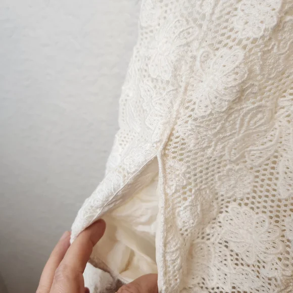 Nina Ricci Cream/Off Ivory White Knee Length Lace Dress Size FR 38 - Picture 10 of 16